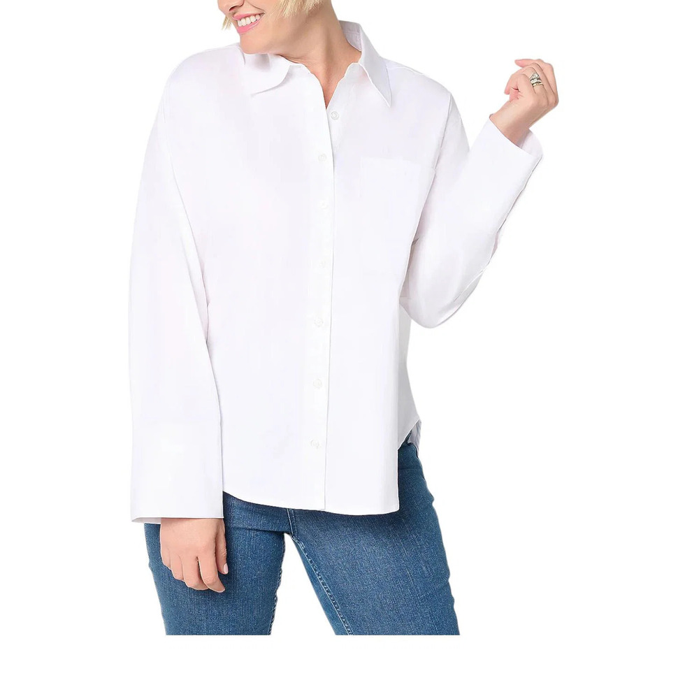 RM Studio x Rebecca Minkoff Women's Wide Cuff Poplin Shirt White - Regular